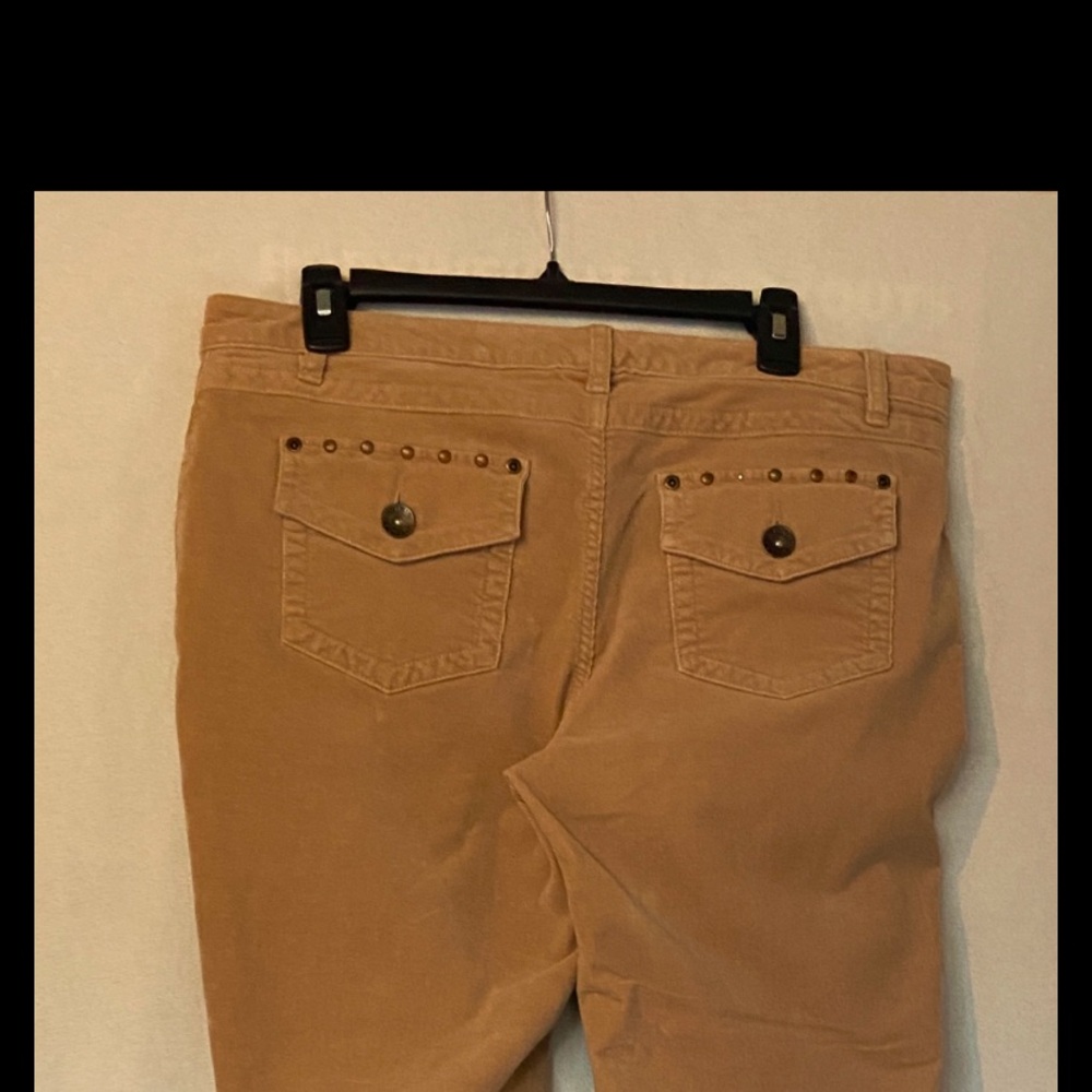 Corduroy Pants Camel Color Studs top of back pocket with Button - Picture 2 of 3